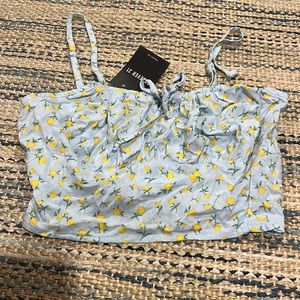 NWT forever 21 blue floral woven top cami tank top size S